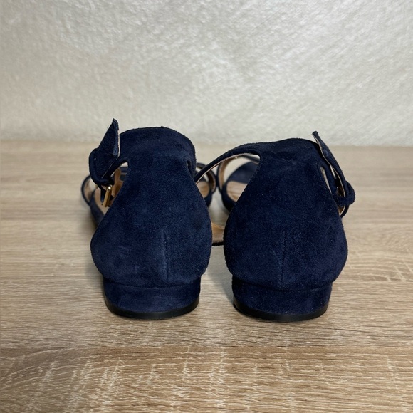 J.Crew Women 8.5 Hadley Blue Suede Flat Ankle Strap Sandals - Picture 4 of 10
